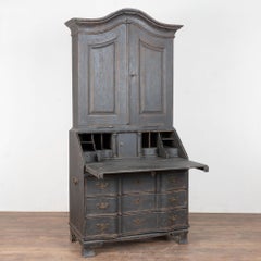 19th Century Swedish Black Painted Pine Secretary Bureau