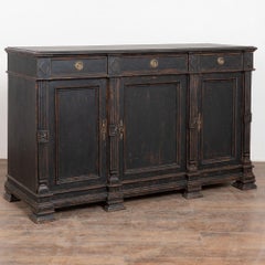 19th Century Swedish Black Painted Pine Sideboard Buffet