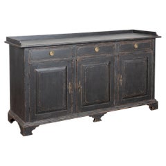 19th Century Swedish Black Painted Pine Sideboard Buffet
