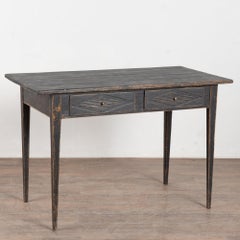 19th Century Swedish Black Painted Pine Two-Drawer Side Table