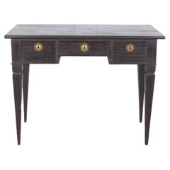 19th Century Swedish Black-Painted Writing Desk with Brass Fittings