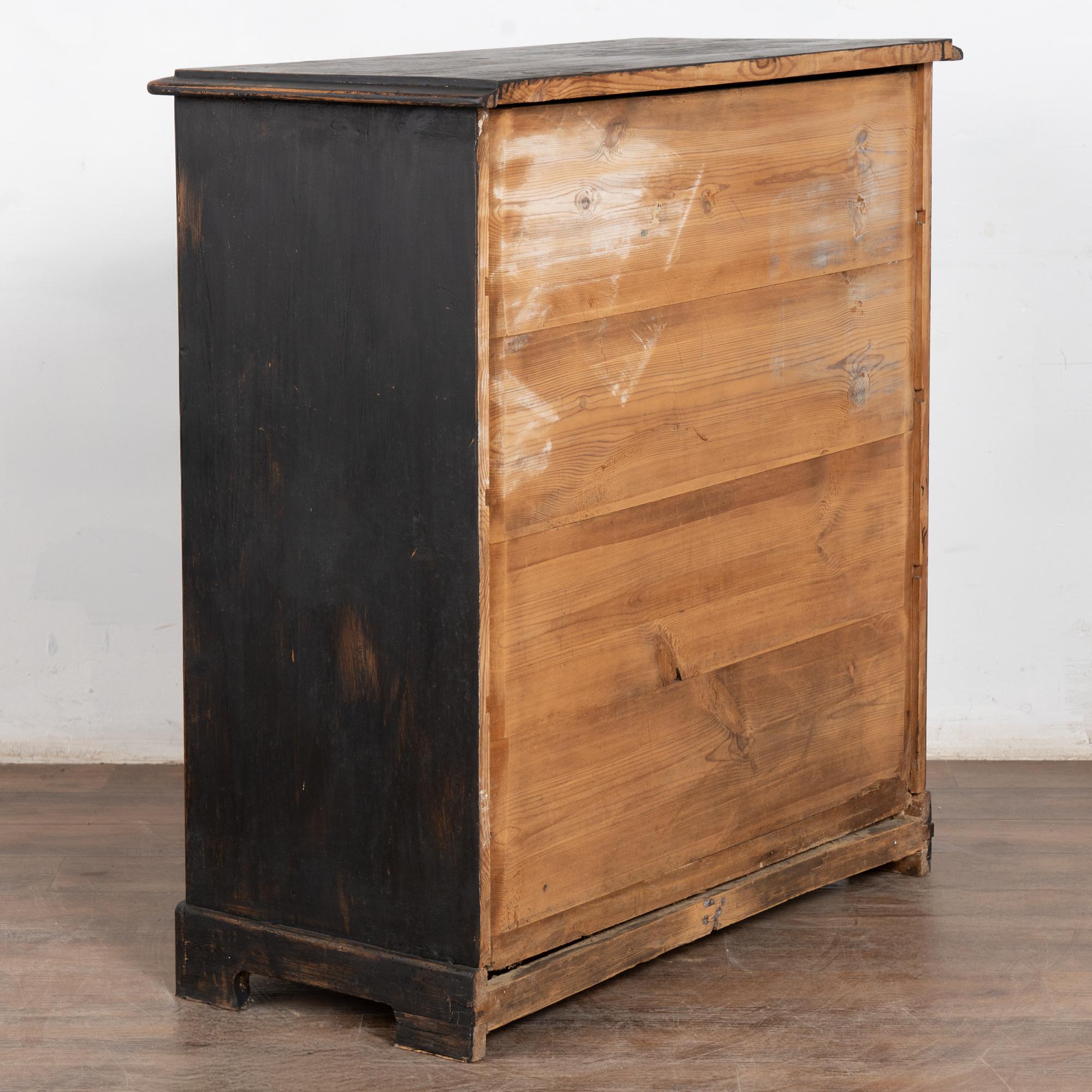 19th Century Swedish Black Pine Chest of Five Drawers For Sale 10