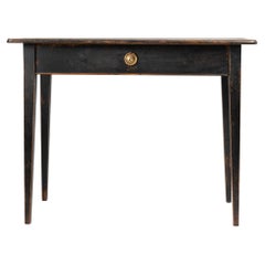 19th Century Swedish Black Pine Gustavian Side Table or Desk