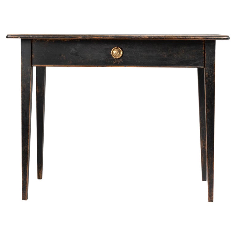 19th Century Swedish Black Pine Gustavian Side Table or Desk at 1stDibs