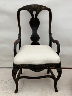 19th Century Swedish Black Rococo Armchair