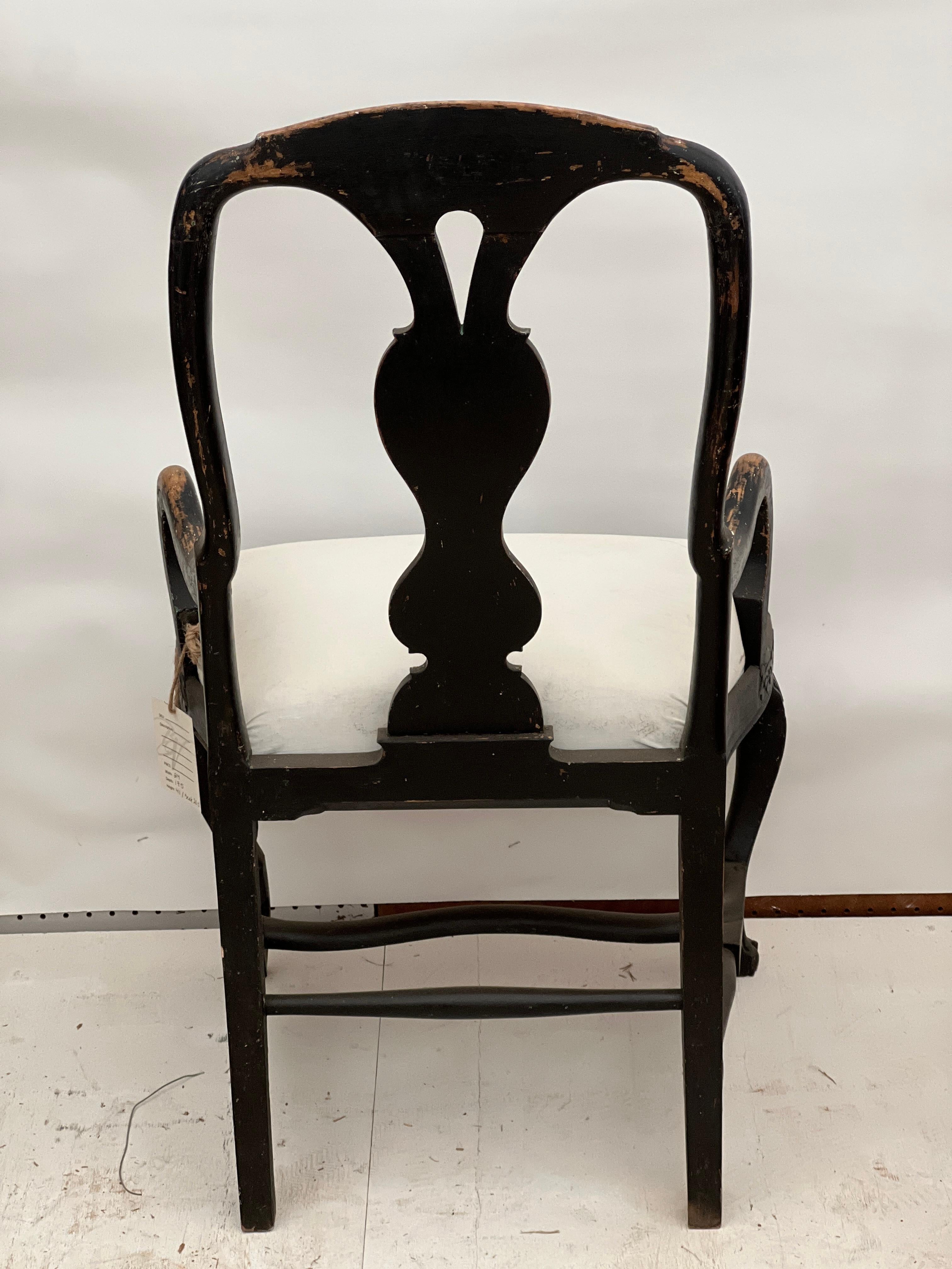19th Century Swedish Black Rococo Armchair For Sale 2