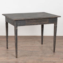 19th Century Swedish Black Side Table with Single Drawer