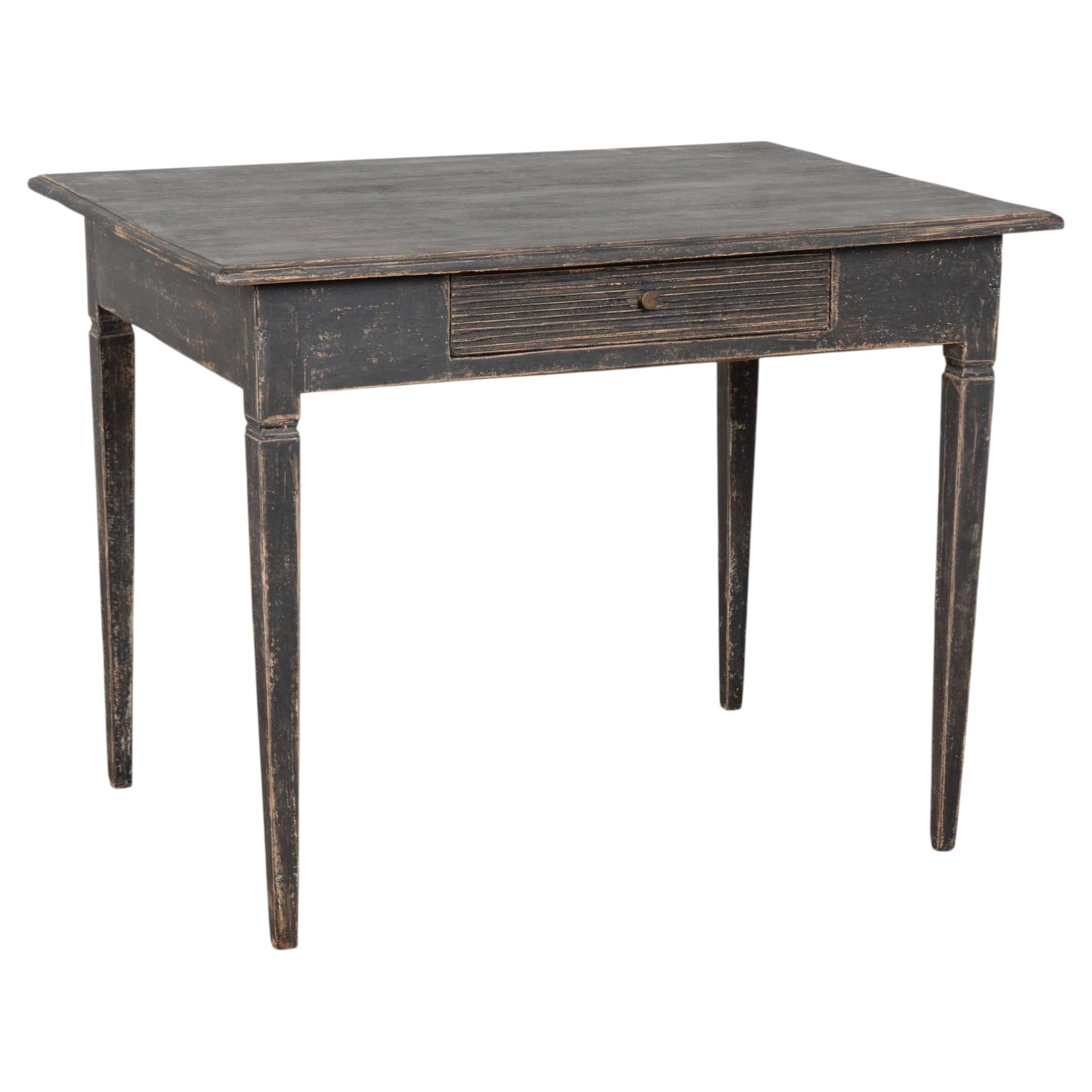 19th Century Swedish Black Side Table with Single Drawer For Sale