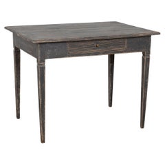 19th Century Swedish Black Side Table with Single Drawer