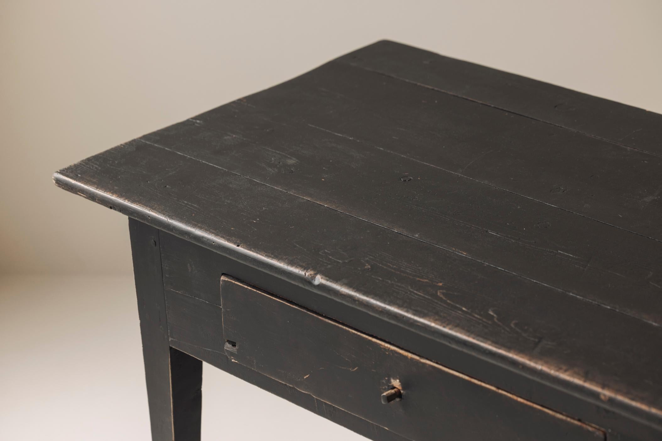 Pine 19th century Swedish black stained desk / table For Sale