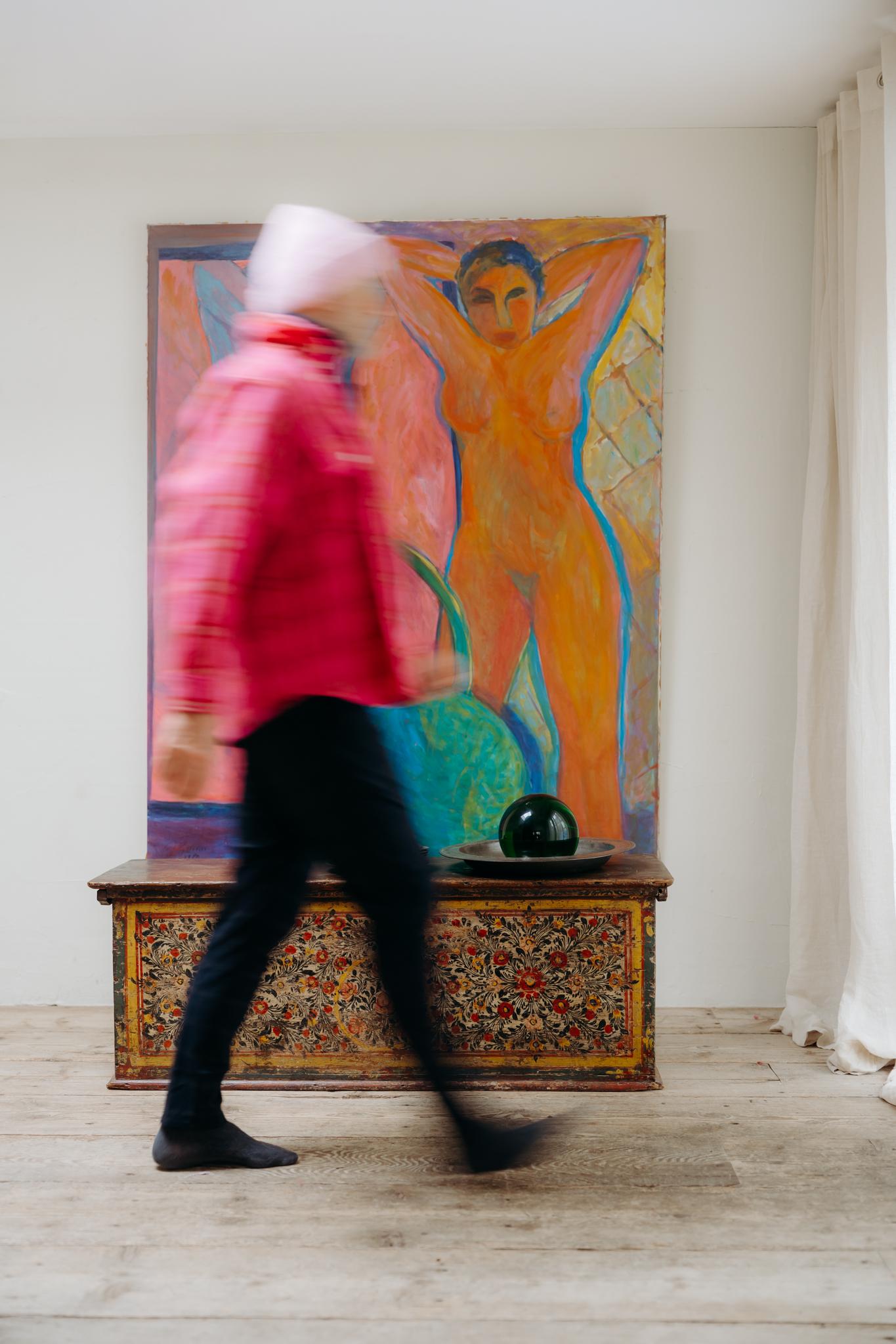 Arcón sueco para mantas del siglo XIX en venta 12