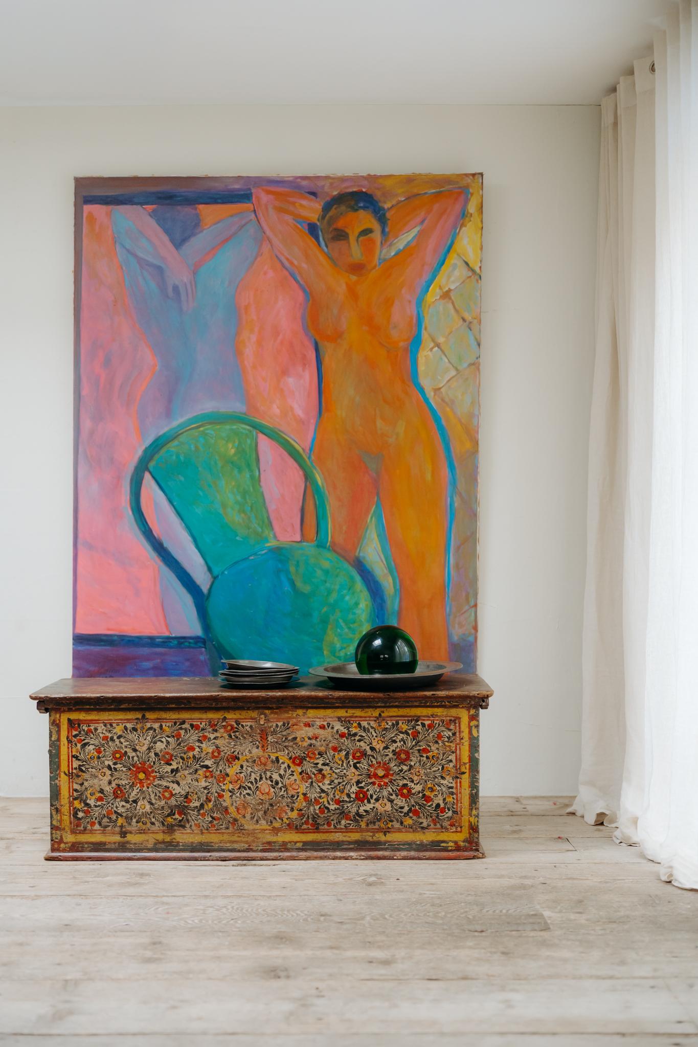 Arcón sueco para mantas del siglo XIX en venta 3