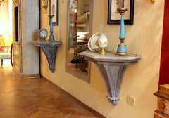 19th Century Swedish Pale Grey Oak Wall Mounted Console Tables or Brackets