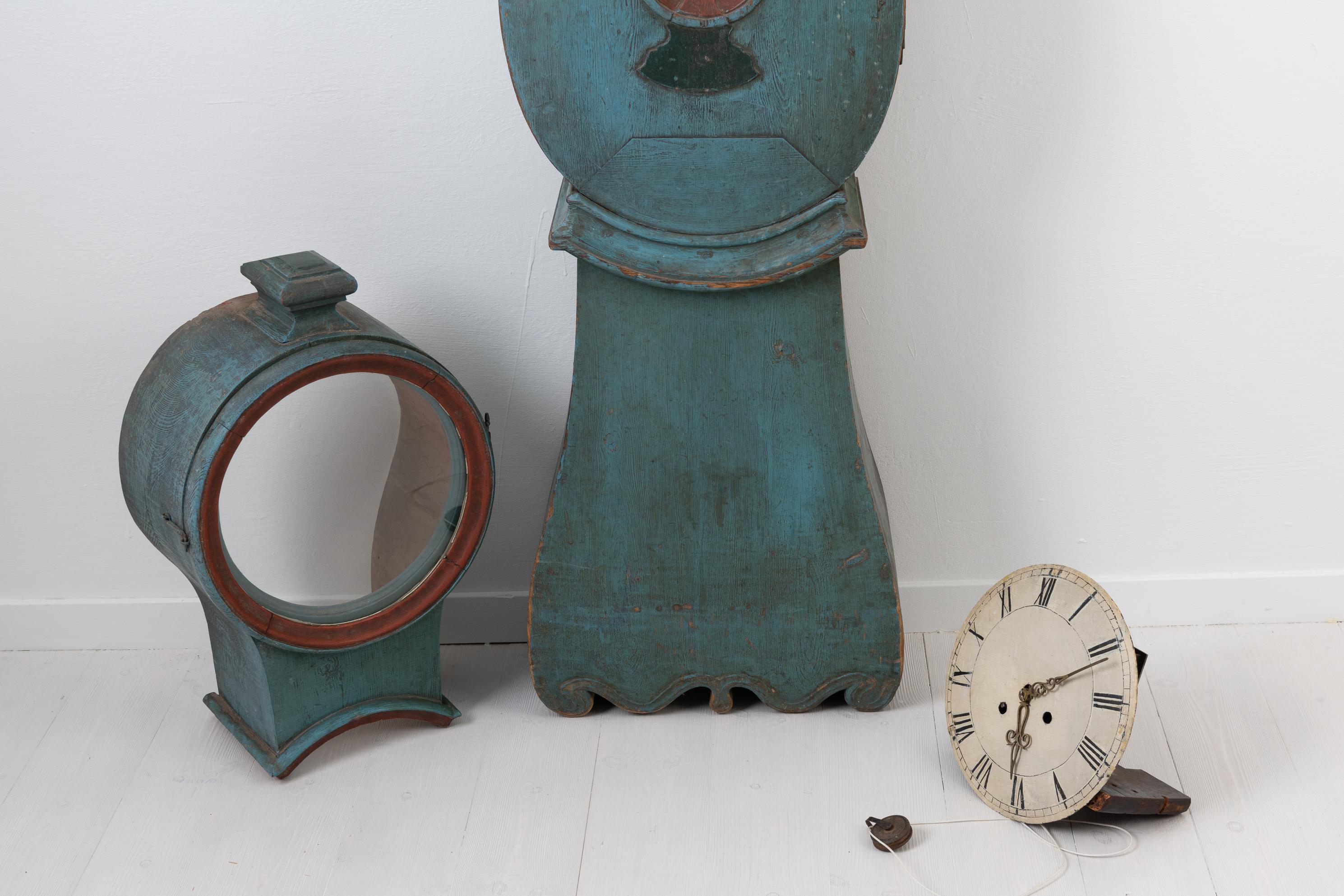 19th Century Swedish Blue Long Case Clock 2