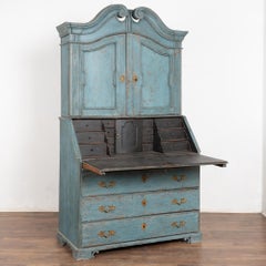 19th Century Swedish Blue Oak Secretary Bureau