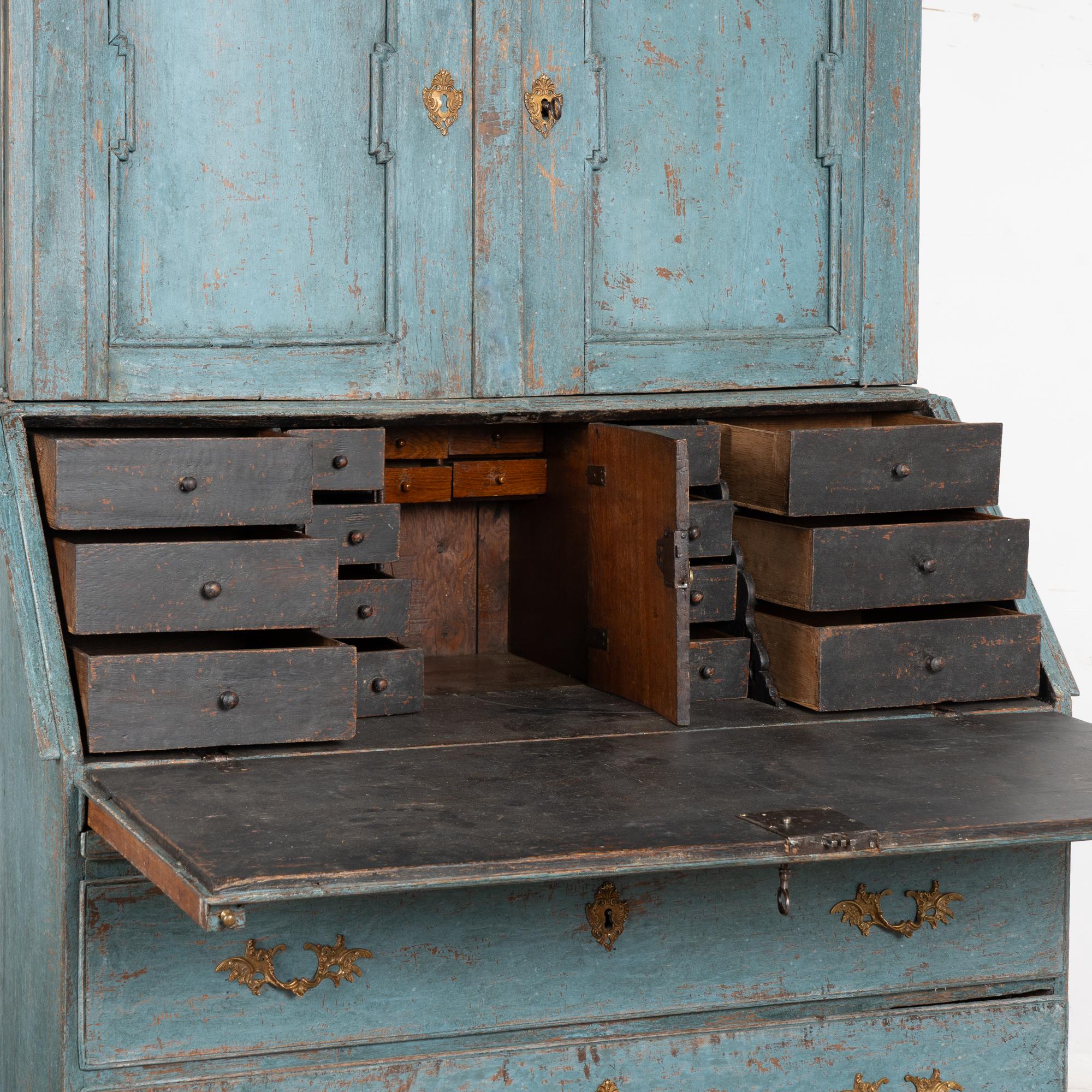 Segreteria svedese del XIX secolo in Oak blu in vendita 2
