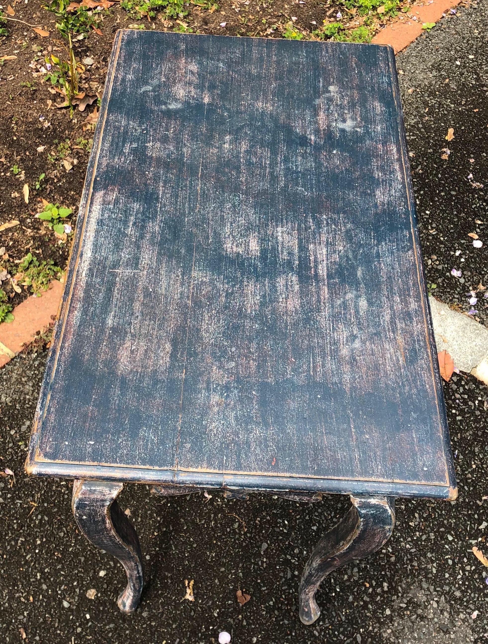 Wood 19th Century Swedish Blue Painted Side Table