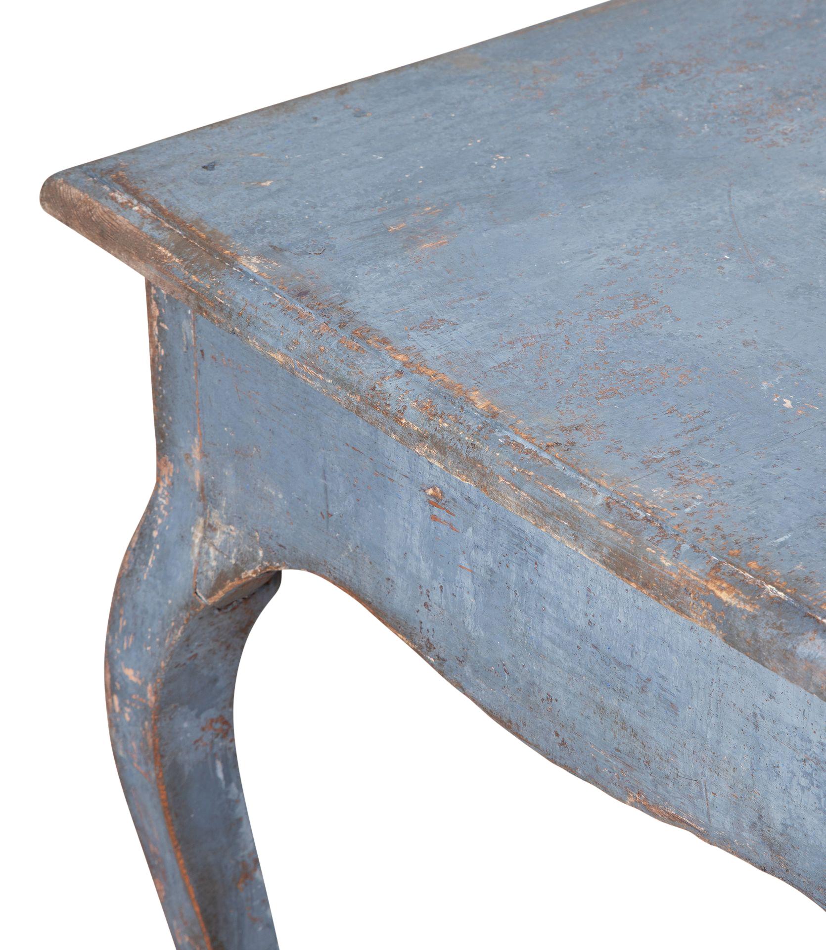 19th Century Swedish Blue Painted Side Table For Sale 2