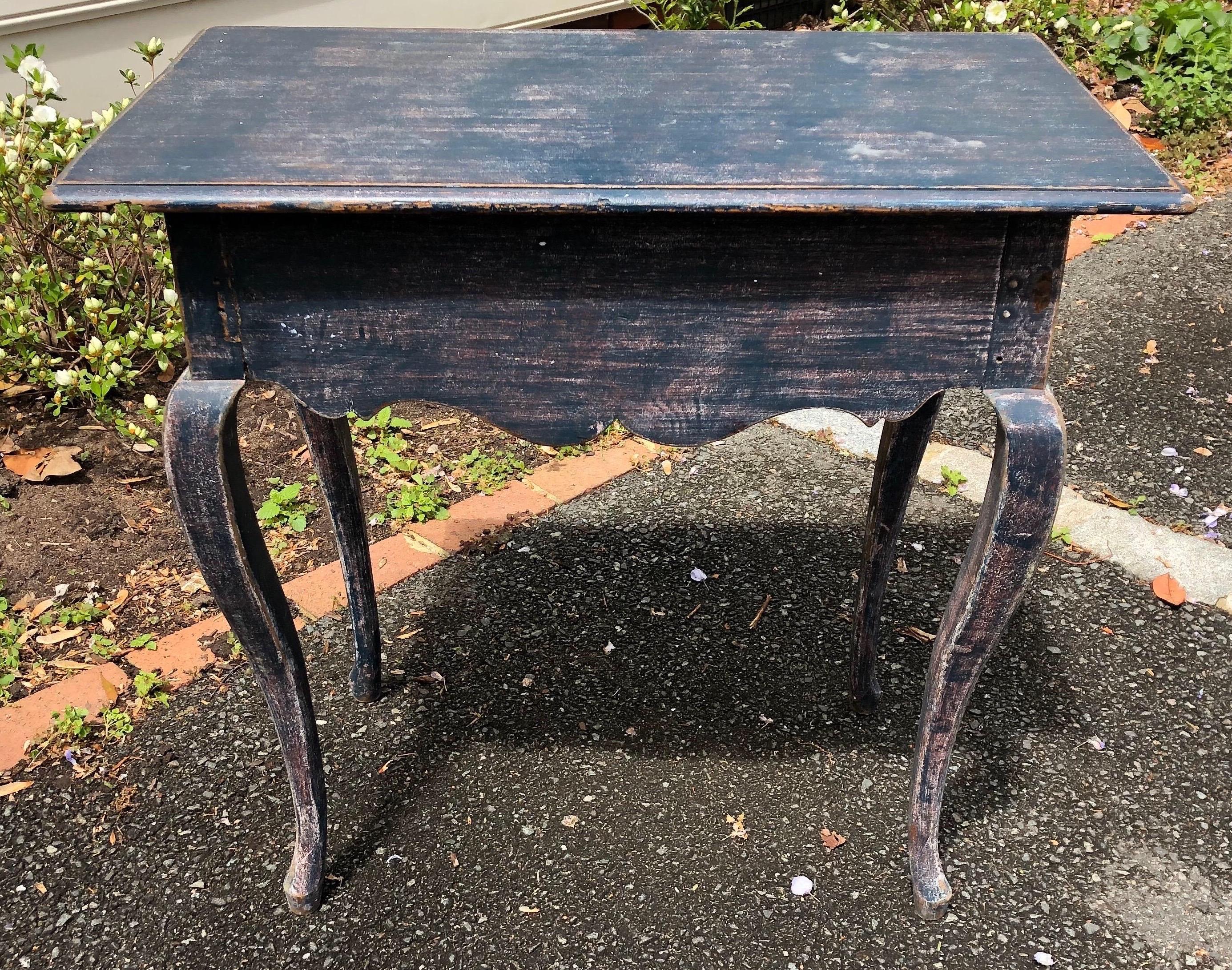 19th Century Swedish Blue Painted Side Table 3