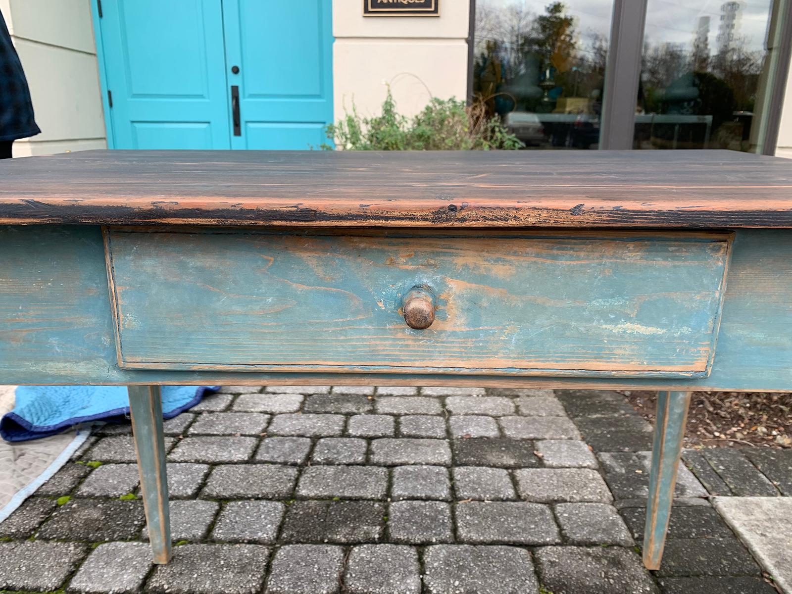 19th Century Swedish Blue Painted Writing Table 6