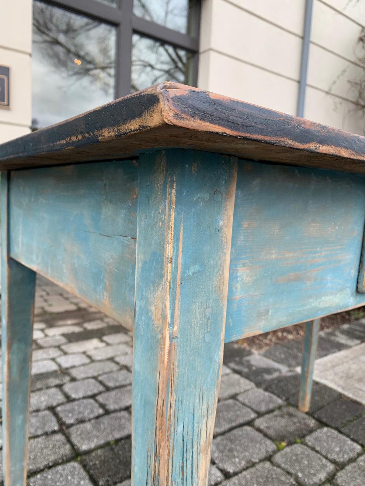 19th Century Swedish Blue Painted Writing Table 7