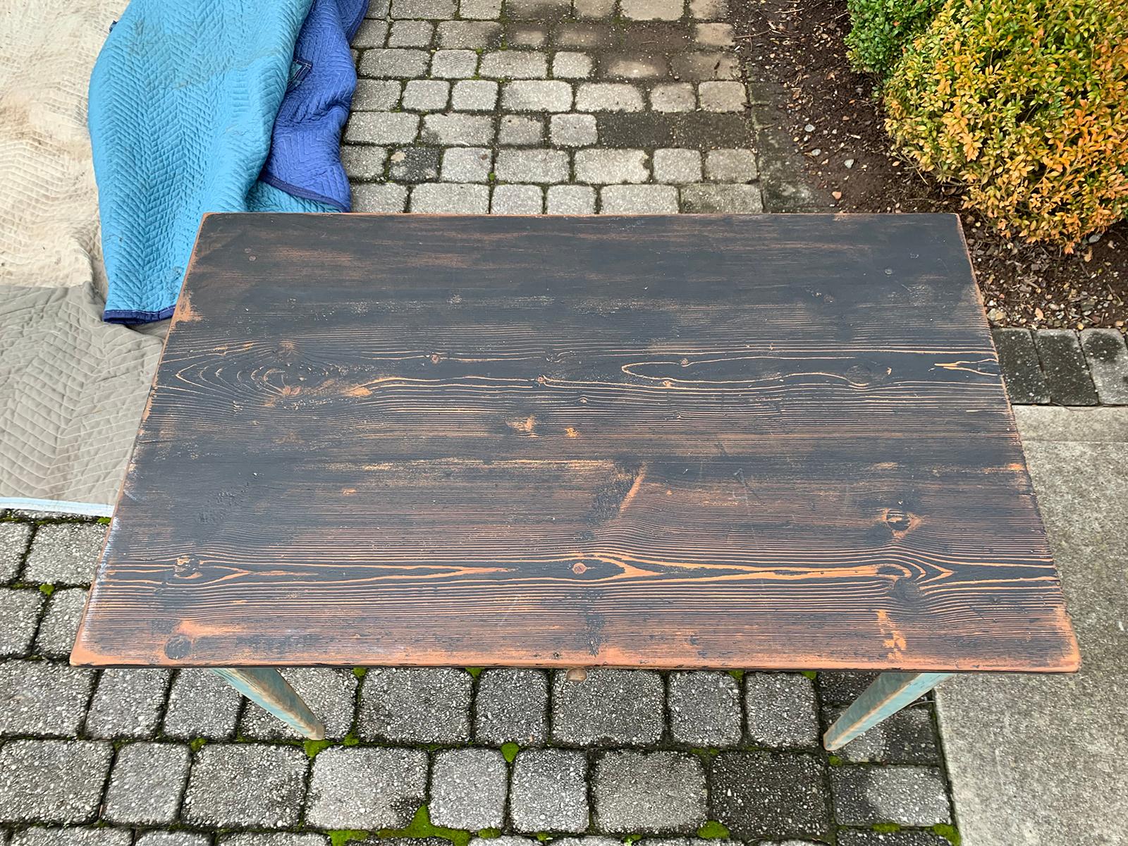 19th Century Swedish Blue Painted Writing Table In Good Condition In Atlanta, GA