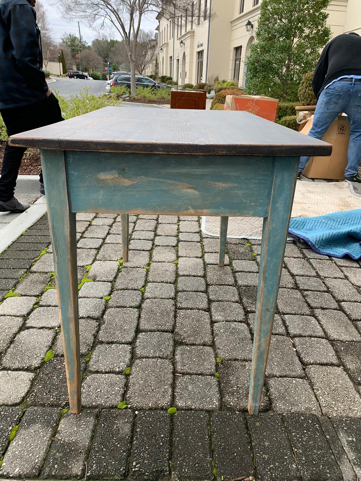 19th Century Swedish Blue Painted Writing Table 3