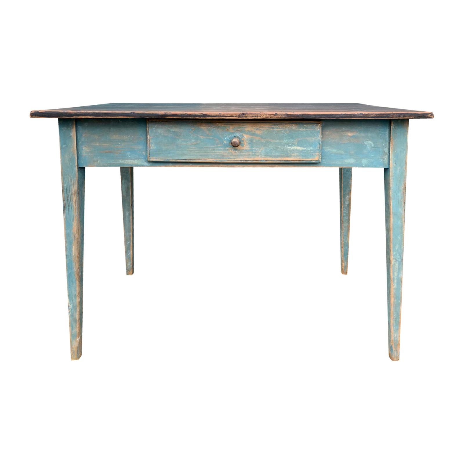 19th Century Swedish Blue Painted Writing Table
