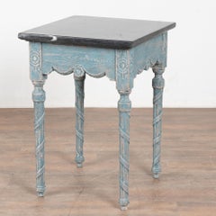 19th Century Swedish Blue Side Table with Stone Top
