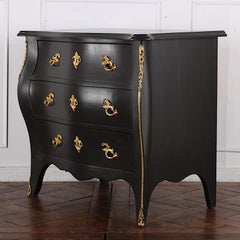19th Century Swedish 'Bombe' Commode with Ebonozed Finish