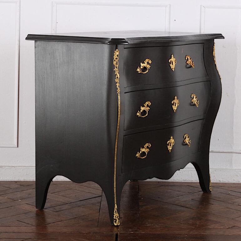 Louis XV 19th Century Swedish 'Bombe' Commode with Ebonozed Finish