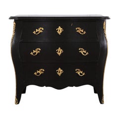 19th Century Swedish 'Bombe' Commode with Ebonozed Finish