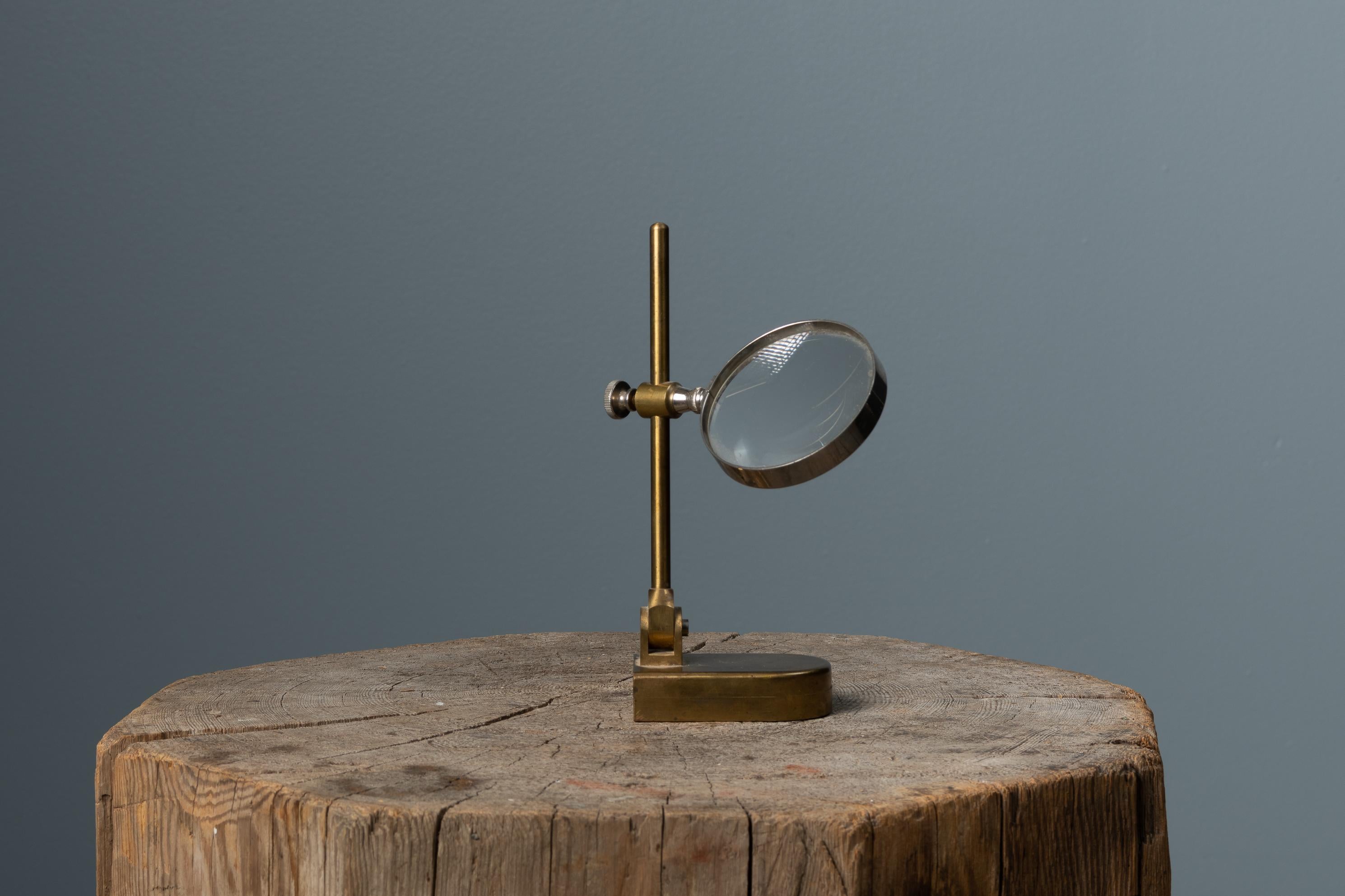Industrial 19th Century Swedish Antique Brass Desktop Magnifying Glass