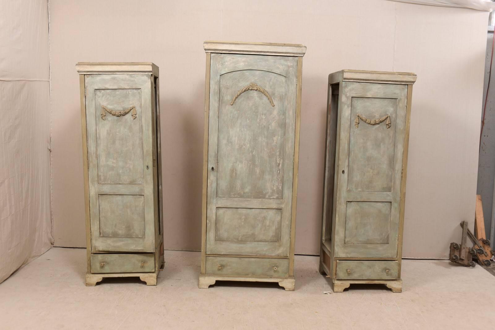 19th Century Swedish Breakfront Three-Door Painted Wood Armoire Cabinet 6
