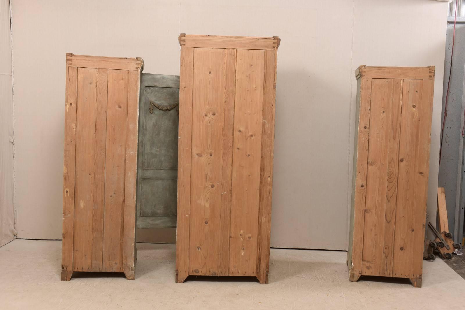 19th Century Swedish Breakfront Three-Door Painted Wood Armoire Cabinet 7