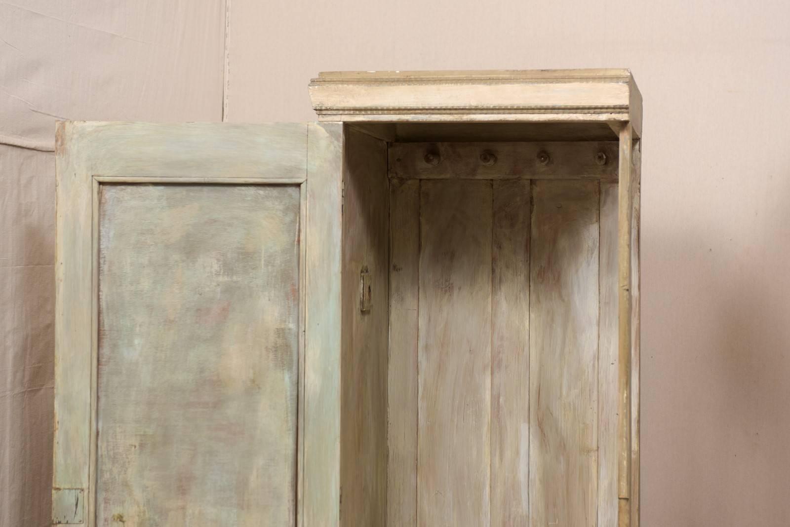 19th Century Swedish Breakfront Three-Door Painted Wood Armoire Cabinet 2