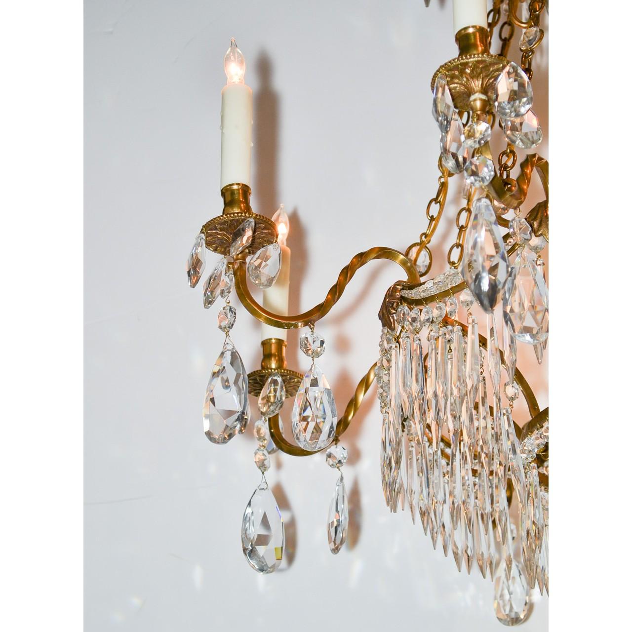 19th Century Swedish Bronze and Crystal Chandelier 2