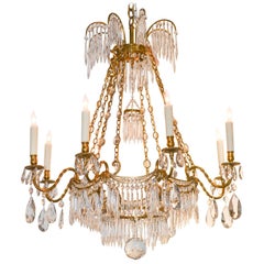 19th Century Swedish Bronze and Crystal Chandelier