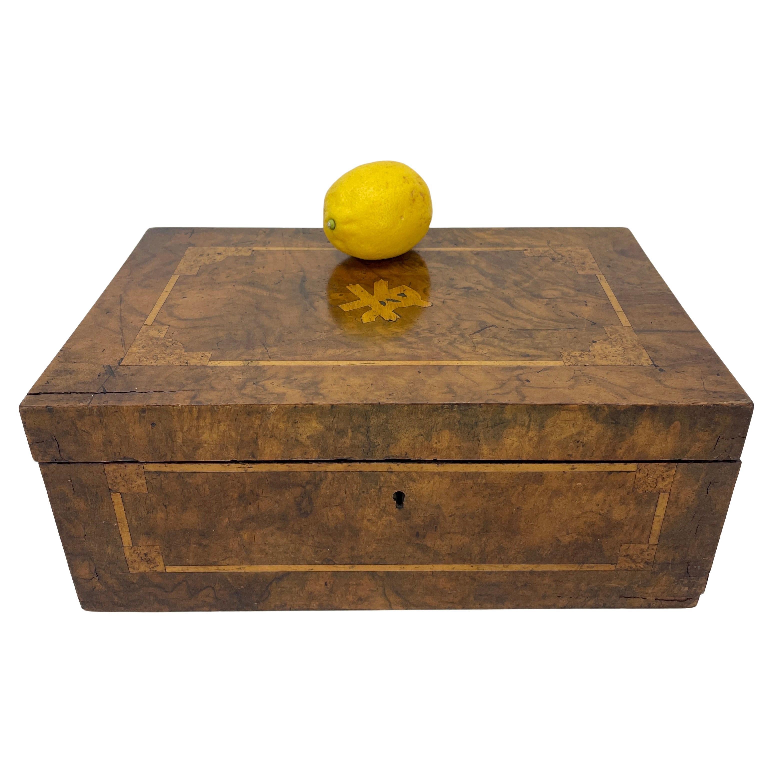 19th Century, Swedish Burl and Fruit Wood Veneered Box