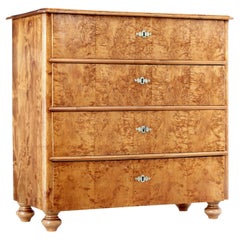 19th Century Swedish Burr Birch Chest of Drawers