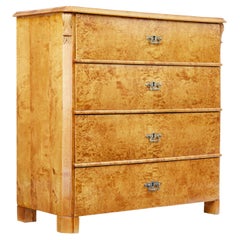 19th century Swedish burr birch chest of drawers