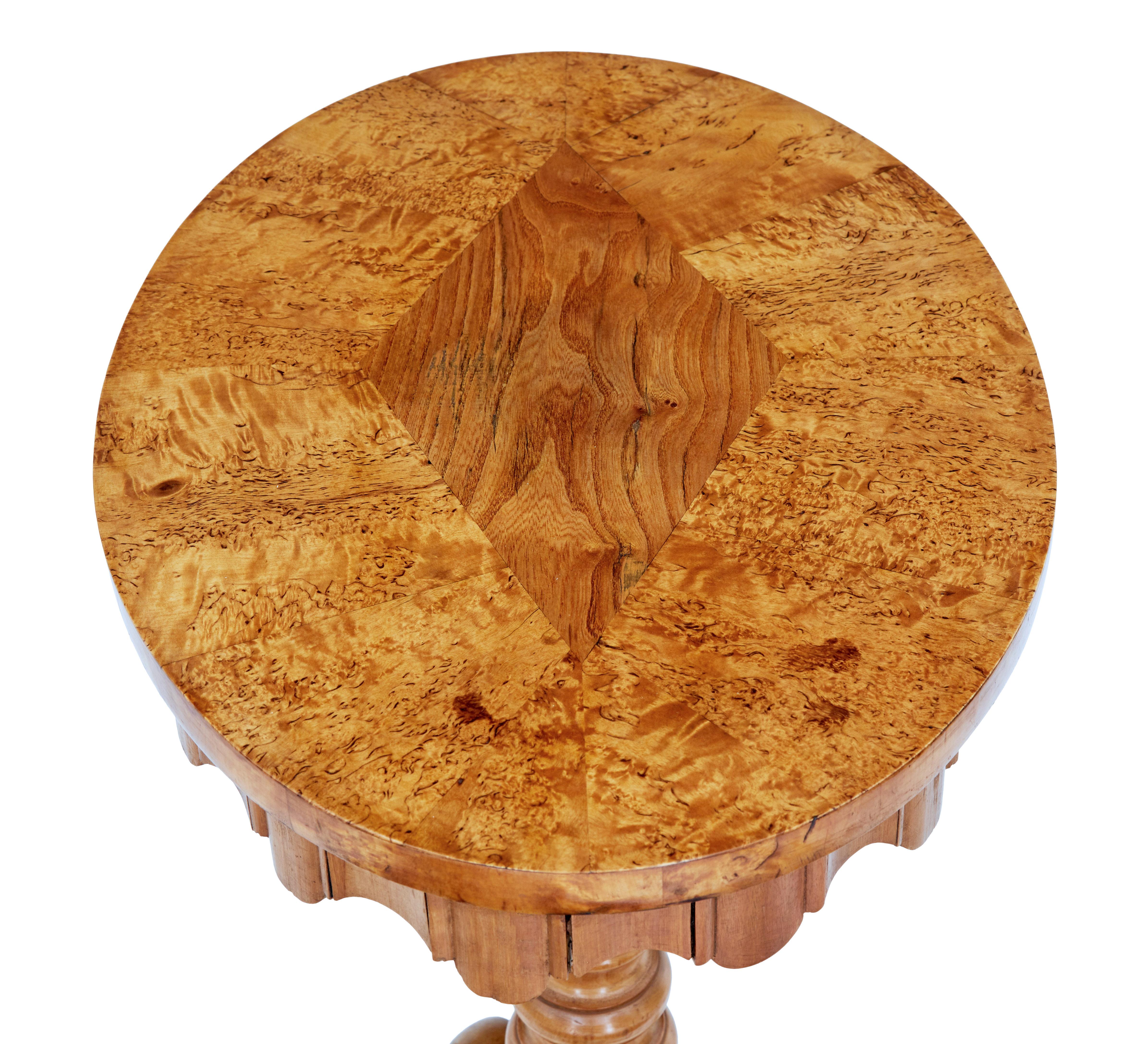 Late Victorian 19th Century Swedish Burr Birch Oval Occasional Table