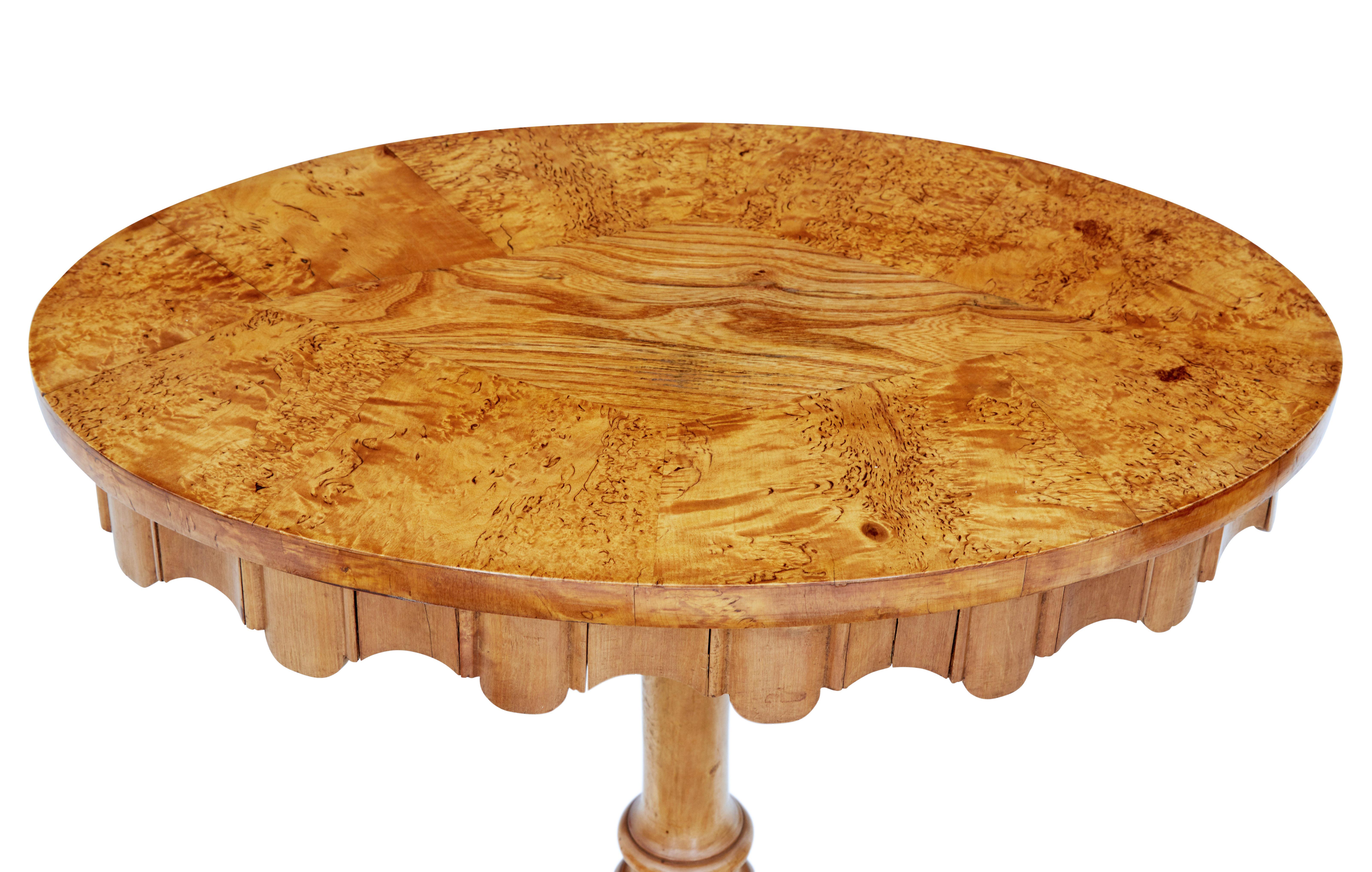 Woodwork 19th Century Swedish Burr Birch Oval Occasional Table