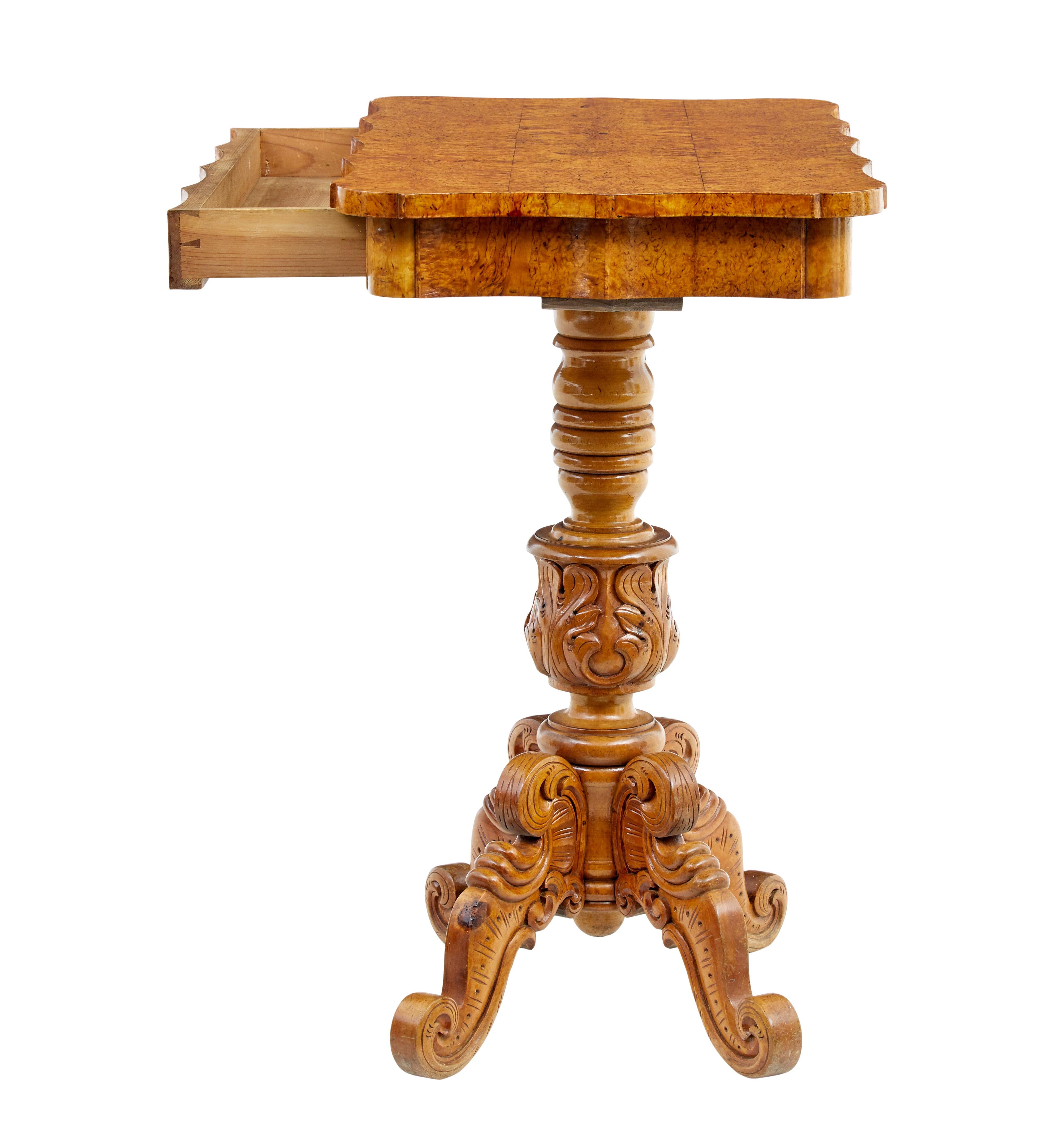 Victorian 19th century Swedish burr birch shaped occasional table For Sale