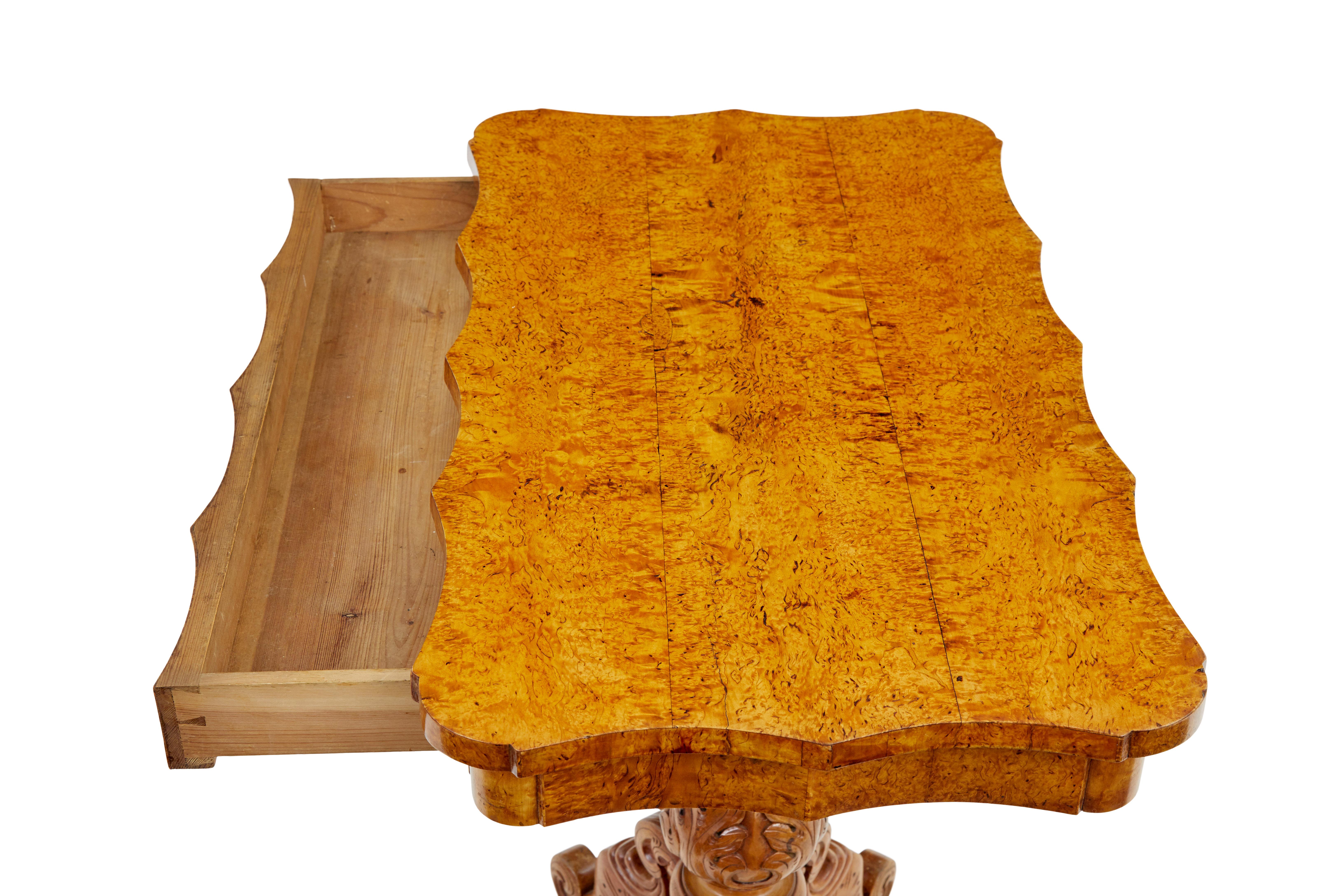 Birch 19th century Swedish burr birch shaped occasional table For Sale