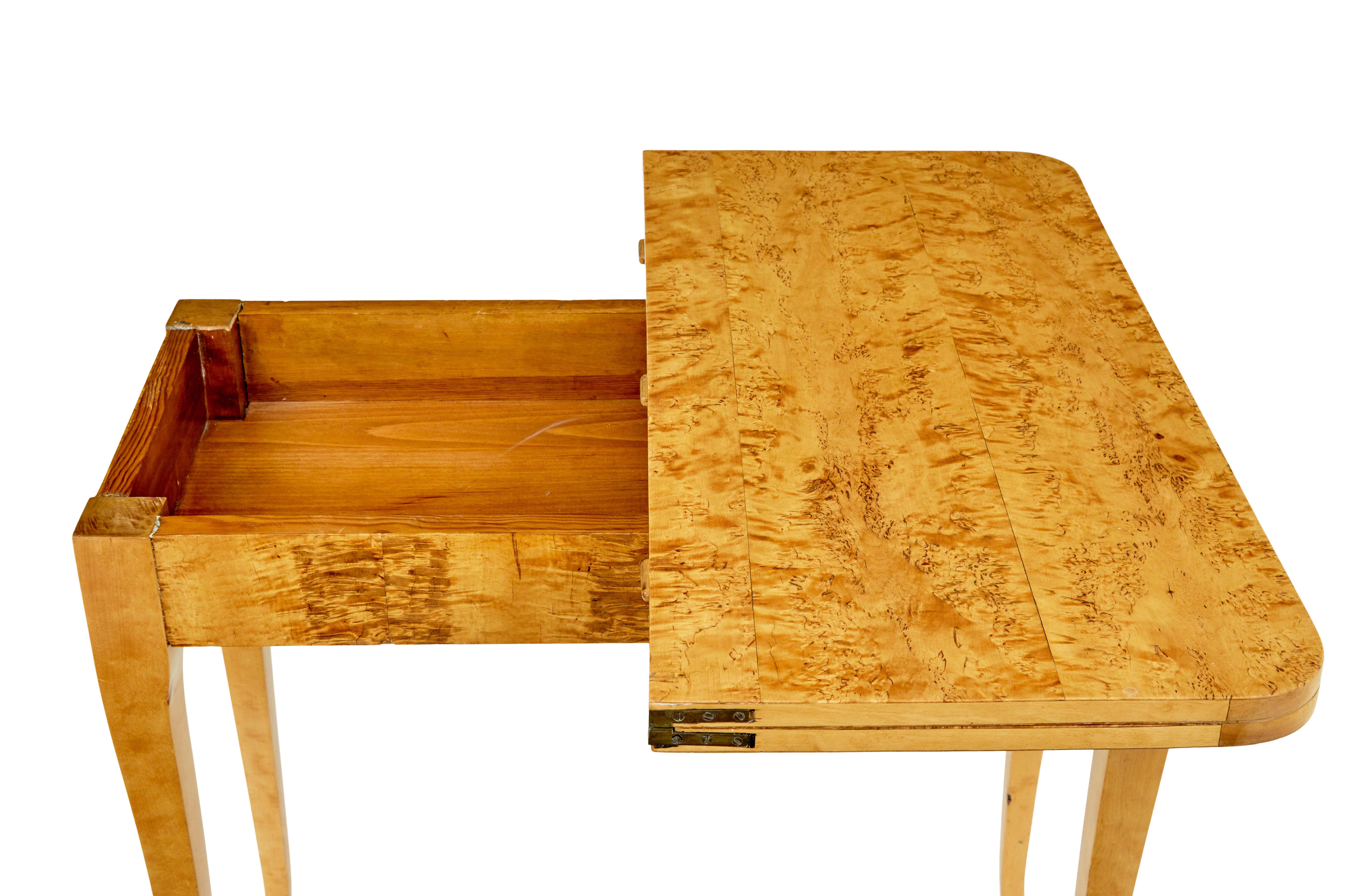 19th Century 19th century Swedish burr birch tea table For Sale