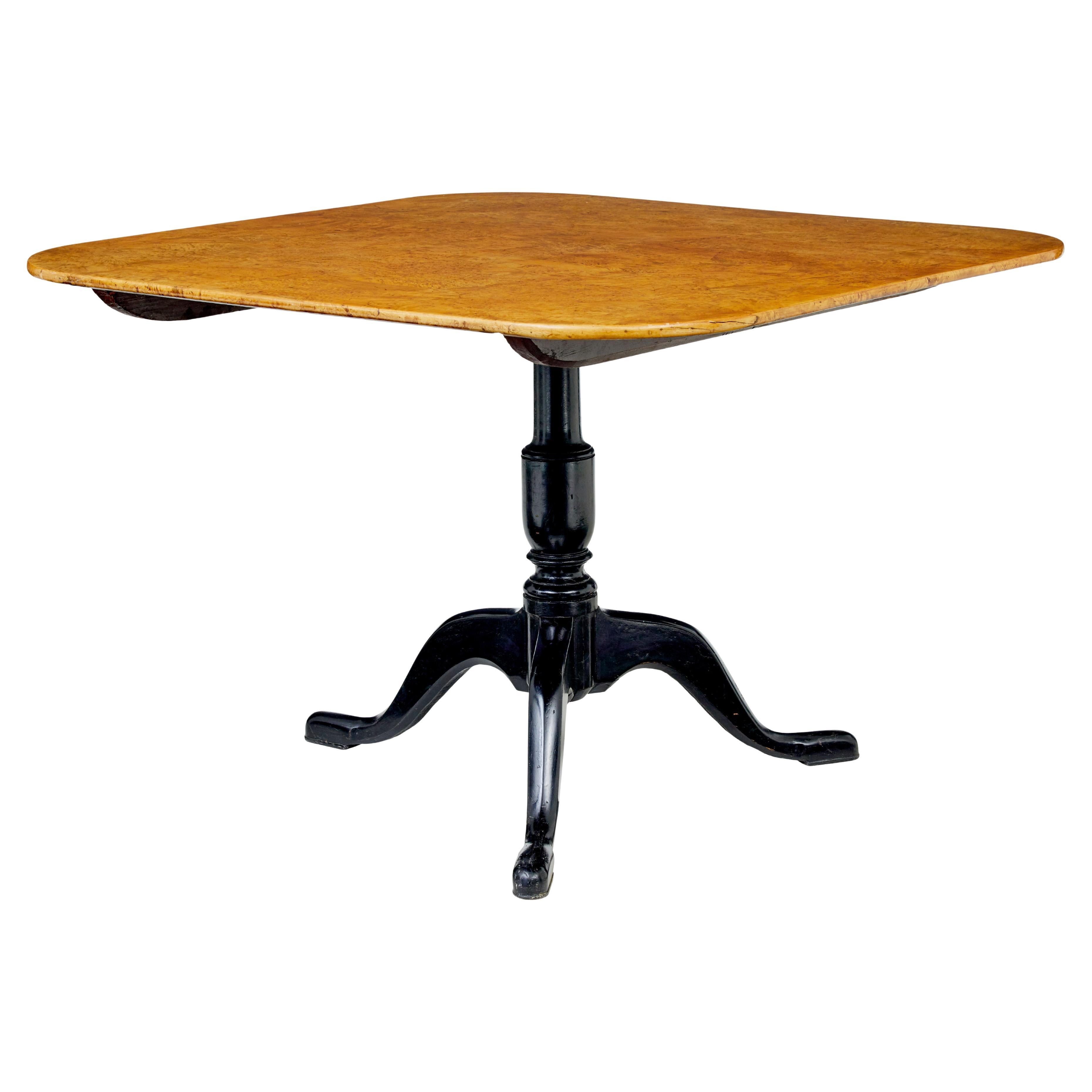 19th century Swedish burr birch tripod table For Sale