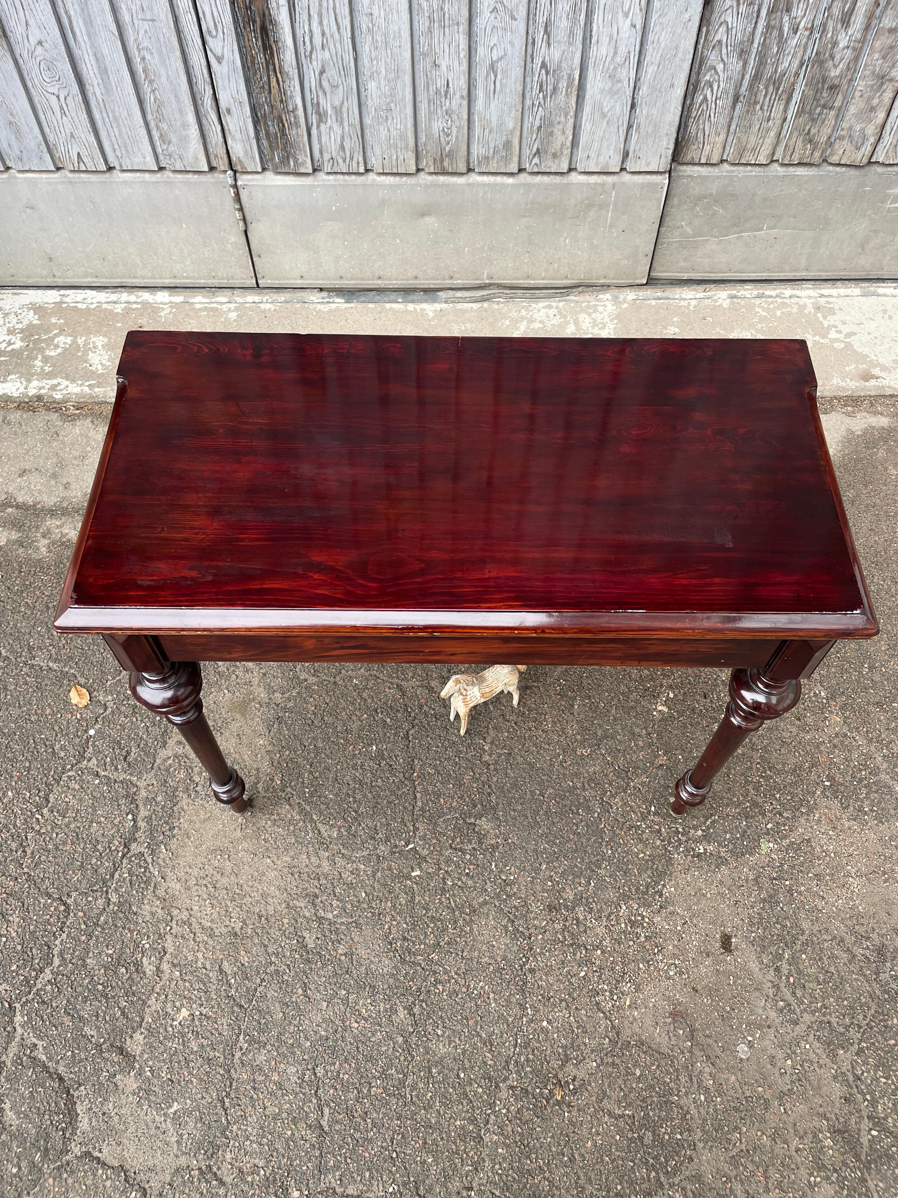 Lacquered 19th Century Swedish Card Table Mahogany Wood  For Sale