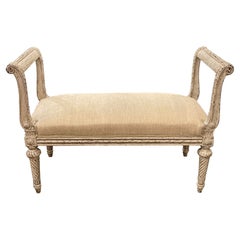 19th Century Swedish Carved and Painted Bench