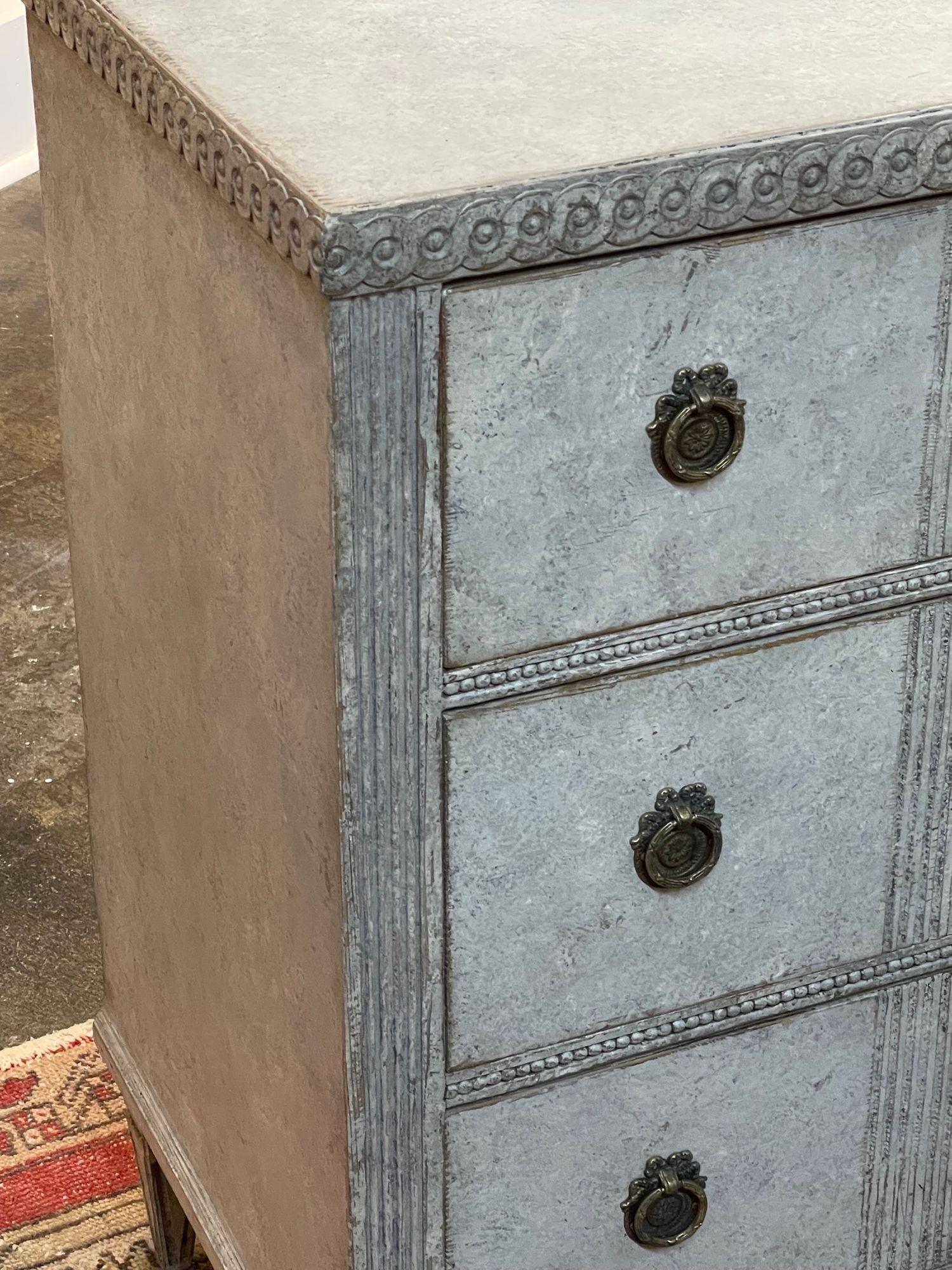 19th Century Swedish Carved and Painted Chest In Good Condition In Dallas, TX